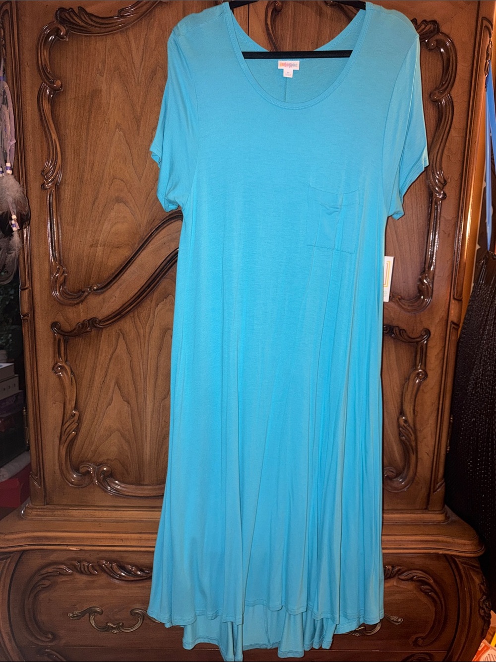 LuLaRoe Scoop Neck Swing Dress in Turquoise Blue